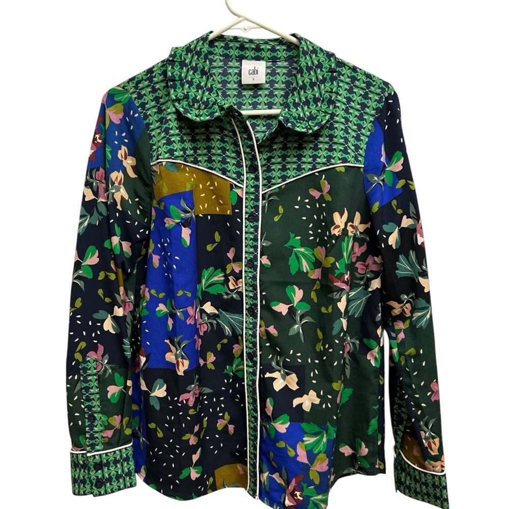 CAbi Geometric & Floral Pattern Blouse
